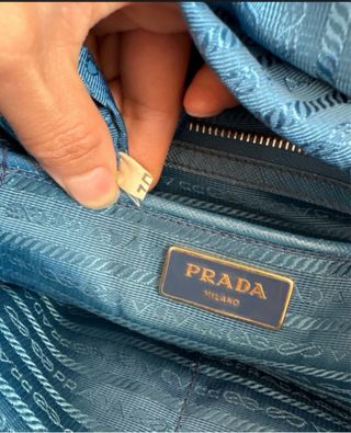 Borsa Prada Galleria a Doppia Cerniera in Pelle Saffiano Blu