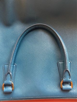 Borsa Prada Galleria a Doppia Cerniera in Pelle Saffiano Blu