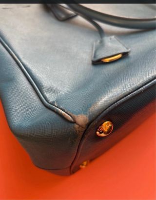Borsa Prada Galleria a Doppia Cerniera in Pelle Saffiano Blu