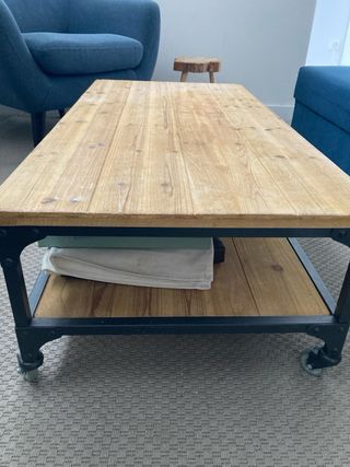 Mesa de centro industrial madera y metal