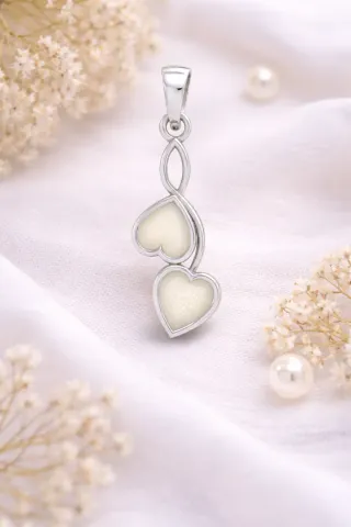 Colgante Corazones Leche Materna Plata