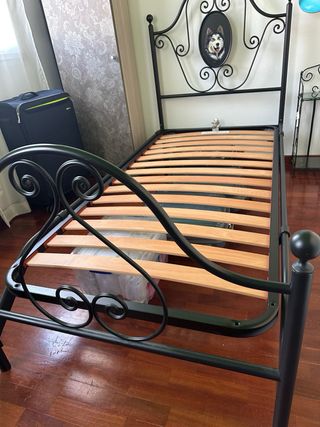 Letto singolo ferro battuto con doghe
