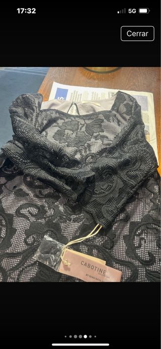 Vestido fiesta Cabotine Talla XL Negro Encaje