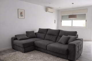 Sofá Chaise Longue Gris Oscuro Grande