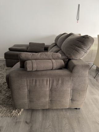 Sofá Chaise Longue Gris Oscuro Grande