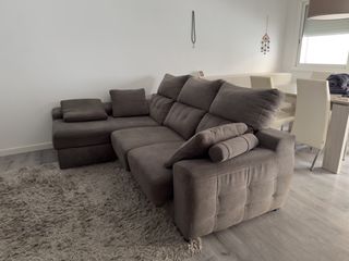 Sofá Chaise Longue Gris Oscuro Grande