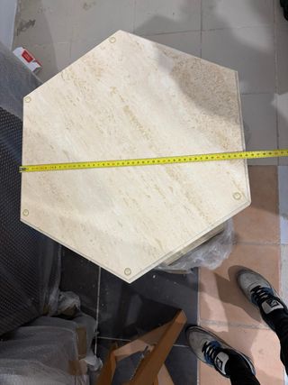 Mesa cristal pie mármol macizo