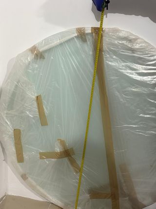 Mesa cristal pie mármol macizo