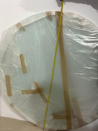 Mesa cristal pie mármol macizo