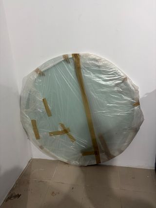 Mesa cristal pie mármol macizo