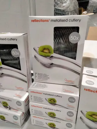 Cubiertos metalizados de plástico EUREKA 400unidad