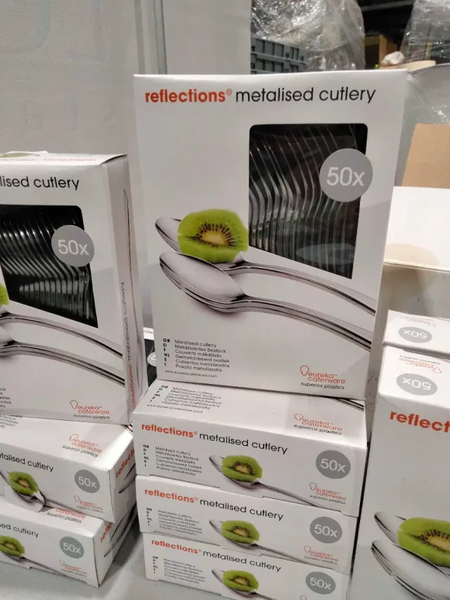 Cubiertos metalizads de plástico EUREKA 50 unidads