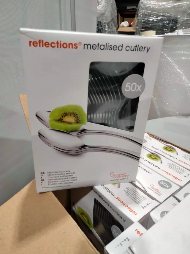 Cubiertos metalizads de plástico EUREKA 50 unidads