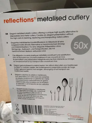 Cubiertos metalizados de plástico EUREKA 400unidad