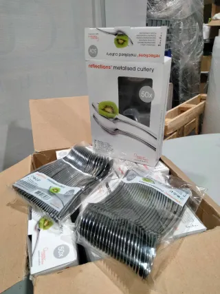 Cubiertos metalizados de plástico EUREKA 400unidad