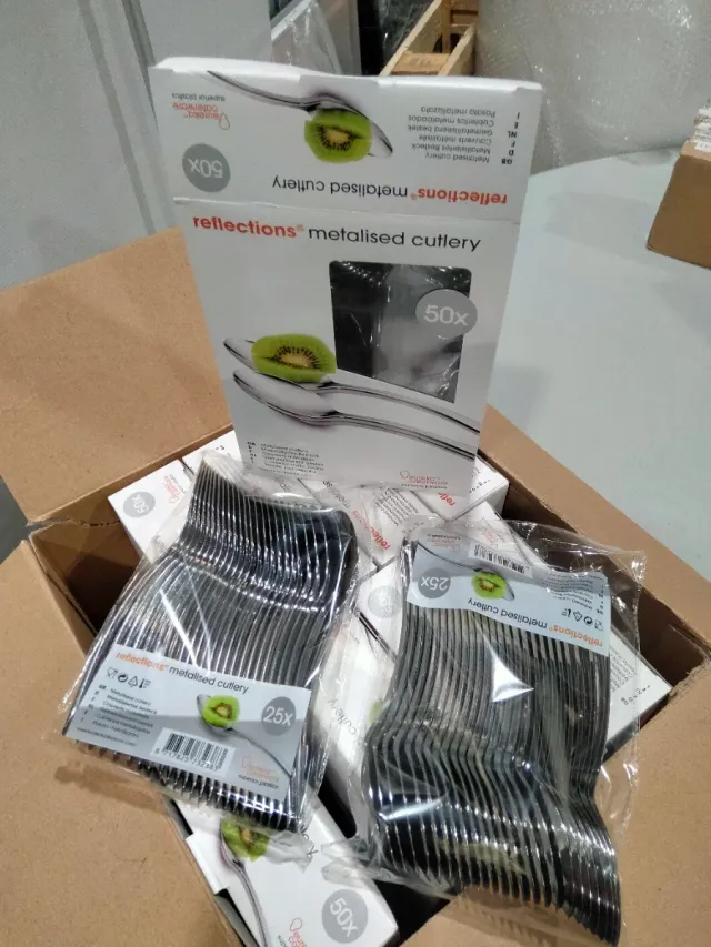 Cubiertos metalizads de plástico EUREKA 50 unidads
