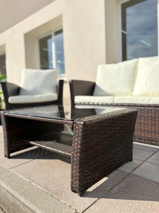 Conjunto de jardín ratán y cristal