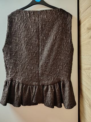 Top Zara Marrón Chocolate Peplum XXL