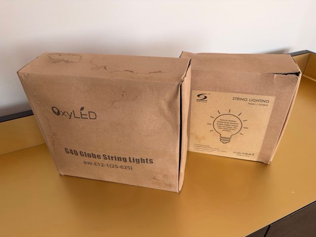 2 guirnaldas luces G40 exterior 25 luces cada una