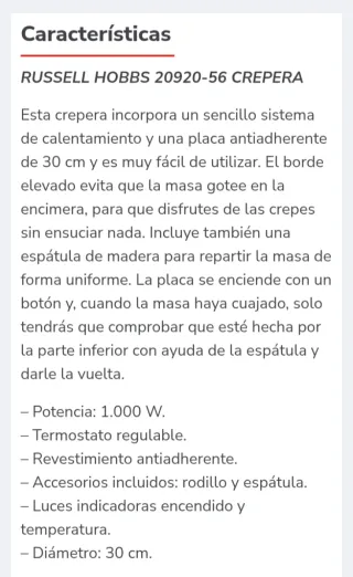 Crepera Russell Hobbs con accesorio