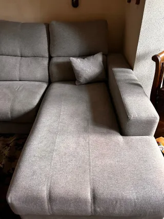 Sofá modular eléctrico gris almacenaje y cheslong