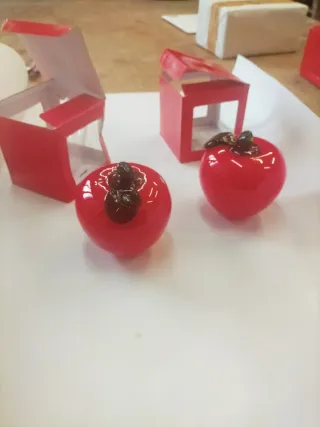 2 Manzanas de Cristal Decorativas