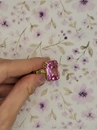 Anillo Oro 18k Circonita Rosa Grande