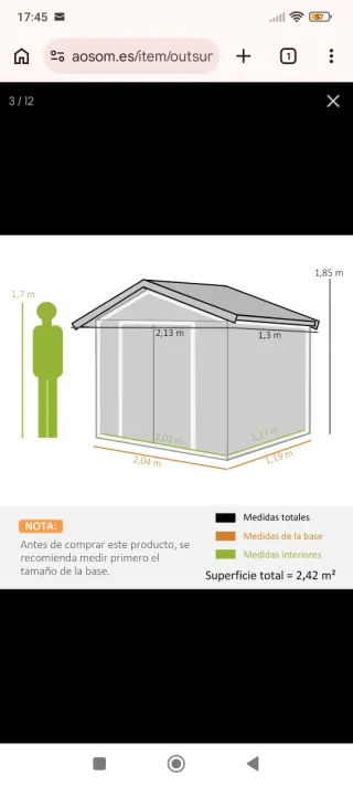Caseta Metálica Outsunny Marrón Nueva