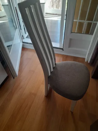 Mesa de centro blanca con cristal y 6 sillas blanc