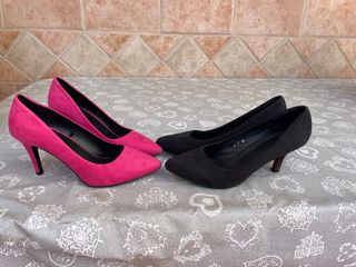 Zapatos de tacón negros talla 39y fucsia talla 40