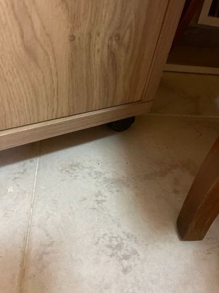 Vitrina de madera y cristal con ruedas