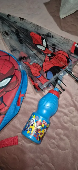 Lote Spiderman: Mochila, Paraguas y Botella