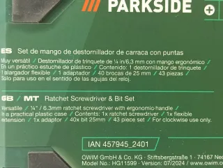 Destornillador Trinquete PARKSIDE con Accesorios