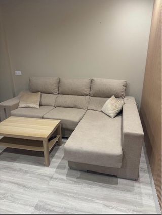 Sofá Chaiselongue Beige Tela