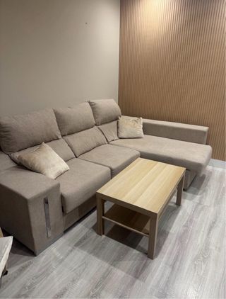 Sofá Chaiselongue Beige Tela