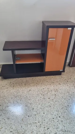 Mueble recibidor/entradita madera y cristal
