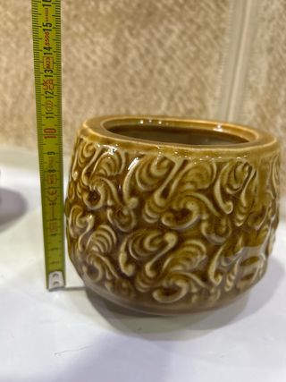 Lote 3 macetas cerámica con relieve