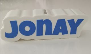 Hucha nombre blanca y azul