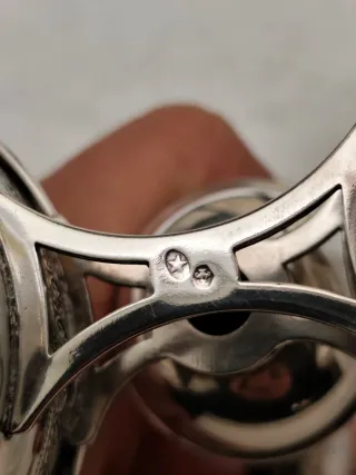 Vinagrera antigua de plata y cristal