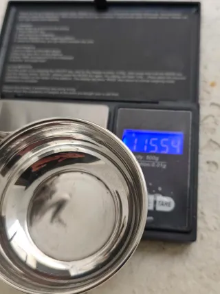 Vinagrera antigua de plata y cristal