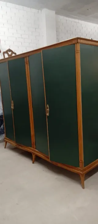 Armario antiguo madera 2 cuerpos espejo