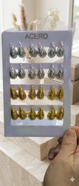 Pendientes ACERO gota dorados y plateados