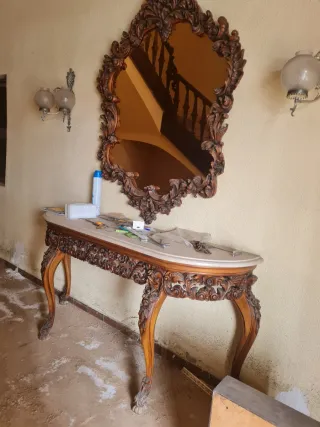 Recibidor antiguo madera y espejo