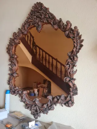 Recibidor antiguo madera y espejo