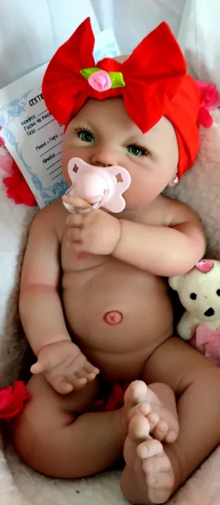 Bebé Reborn Silicona Completa 44cm ARTESANAL