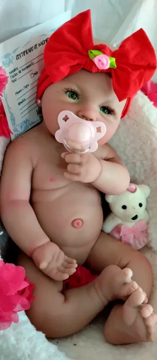 Bebé Reborn Silicona Completa 44cm ARTESANAL