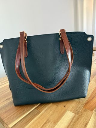 Bolso de Hombro azul oscuro y Marrón