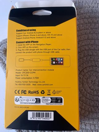 Adaptador CarPlay Android Auto USB SIN ESTRENAR