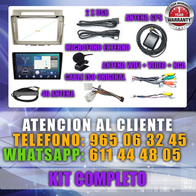 PANTALLA TOYOTA COROLLA VERSO 2004-2009 CARPLAY