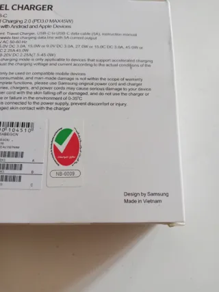 Cargador Samsung 45W PD Adaptador USB-C